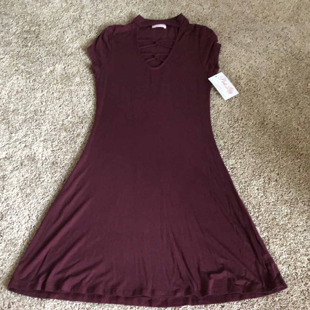 Pink Lily Boutique Neck detailed shirt dress